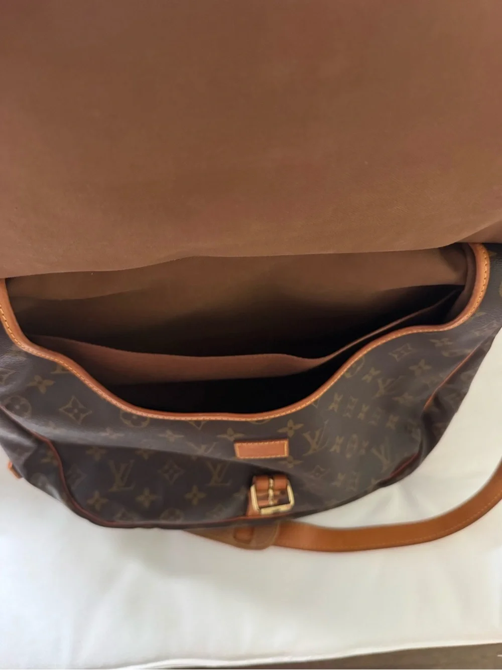 Louis Vuitton Brown Monogram Messenger Bag with Natural Trim